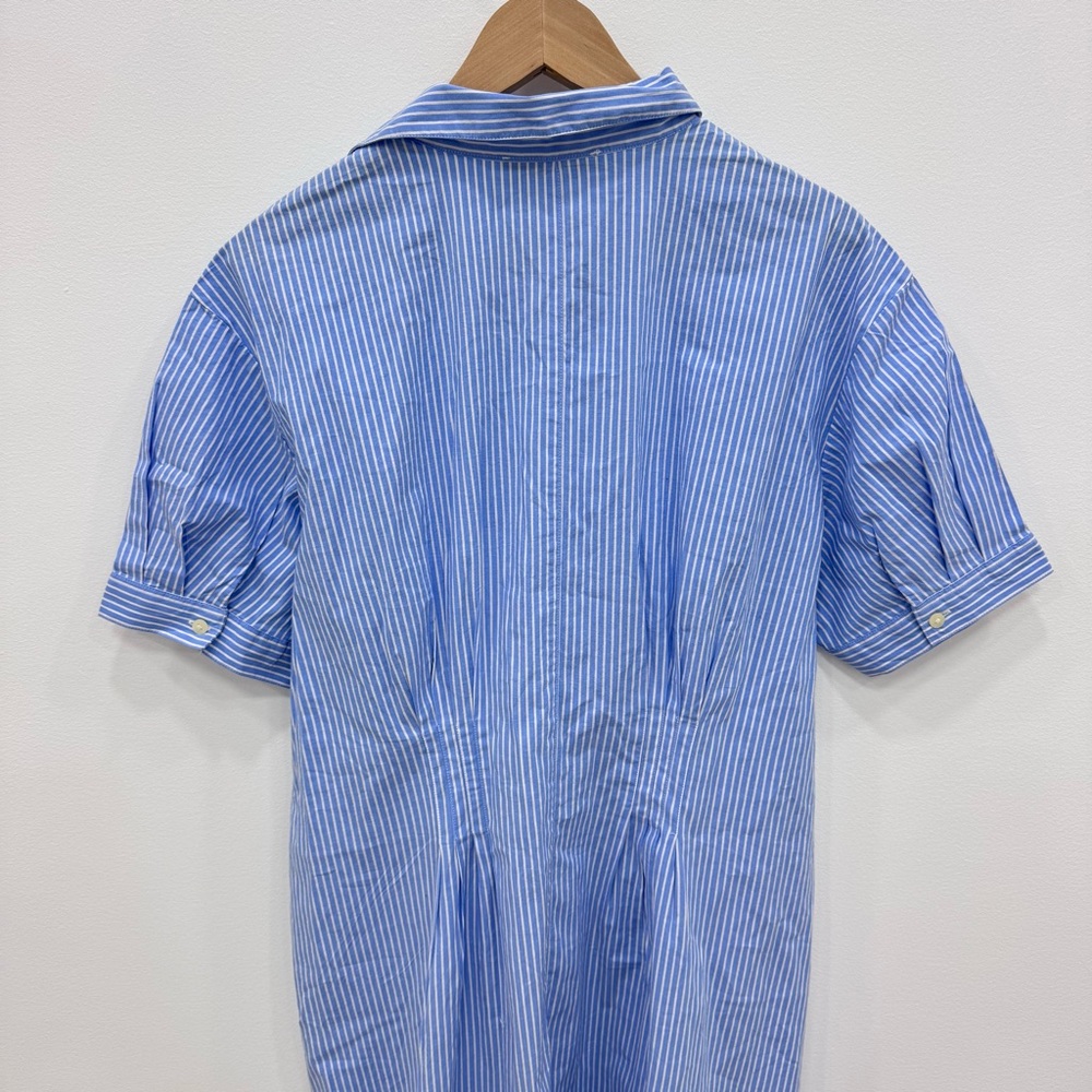 LOFT Striped Poplin Pleated Bodice Shirt Dress Blue White Stripe NWT Plus Sz 18 - Picture 6 of 9